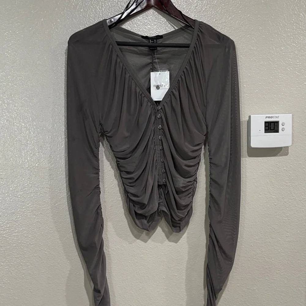 Forever 21 Charcoal Ruched Blouse - Picture 5 of 5